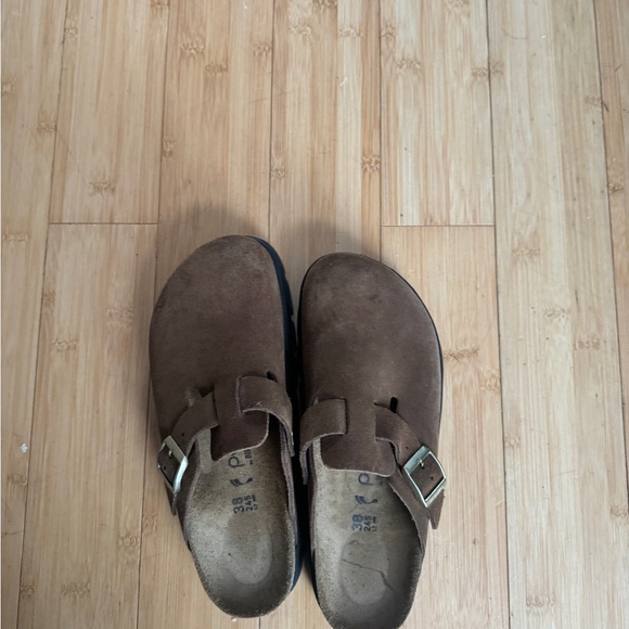 Brown Suede Slip-On Clogs - Picture 1 of 4